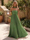 Chiffon A-Line Strapless Pleated Formal Dresses