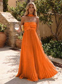 Chiffon A-Line Strapless Pleated Formal Dresses
