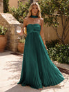 Chiffon A-Line Strapless Pleated Formal Dresses