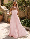 Chiffon A-Line Strapless Pleated Formal Dresses