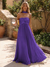 Chiffon A-Line Strapless Pleated Formal Dresses