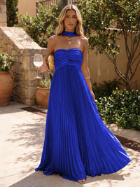 Chiffon A-Line Strapless Pleated Formal Dresses