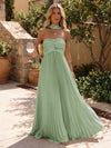 Chiffon A-Line Strapless Pleated Formal Dresses