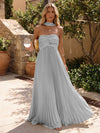 Chiffon A-Line Strapless Pleated Formal Dresses