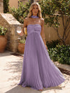 Chiffon A-Line Strapless Pleated Formal Dresses