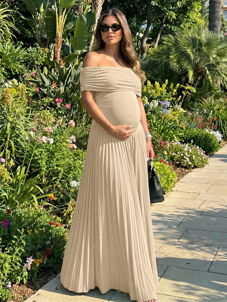 Jersey A-Line Off the Shoulder Pleated Formal Dresses