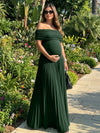 Jersey A-Line Off the Shoulder Pleated Formal Dresses