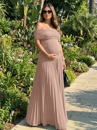 Jersey A-Line Off the Shoulder Pleated Formal Dresses