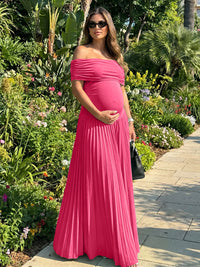 Jersey A-Line Off the Shoulder Pleated Formal Dresses