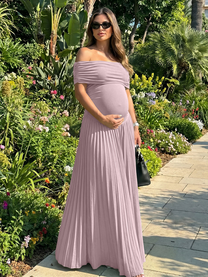 Jersey A-Line Off the Shoulder Pleated Formal Dresses