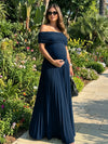 Jersey A-Line Off the Shoulder Pleated Formal Dresses