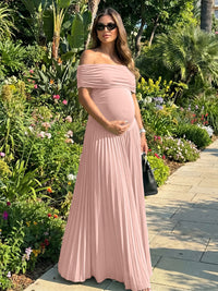 Jersey A-Line Off the Shoulder Pleated Formal Dresses