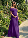 Jersey A-Line Off the Shoulder Pleated Formal Dresses