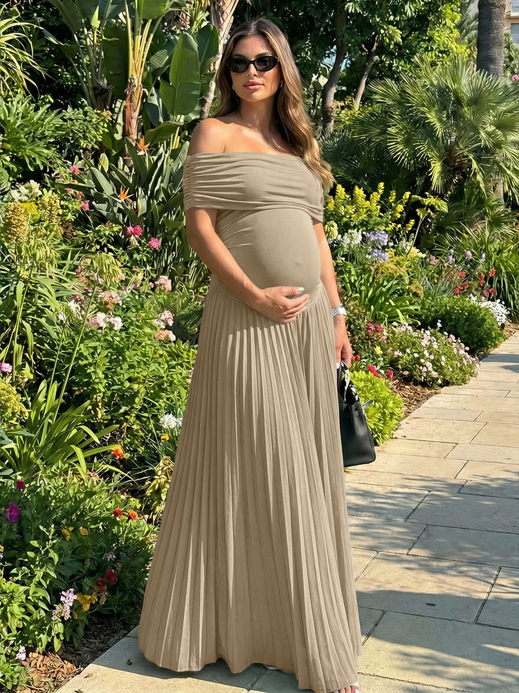 Jersey A-Line Off the Shoulder Pleated Formal Dresses