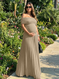 Jersey A-Line Off the Shoulder Pleated Formal Dresses