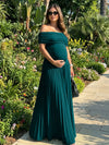 Jersey A-Line Off the Shoulder Pleated Formal Dresses