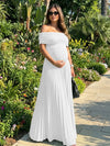 Jersey A-Line Off the Shoulder Pleated Formal Dresses