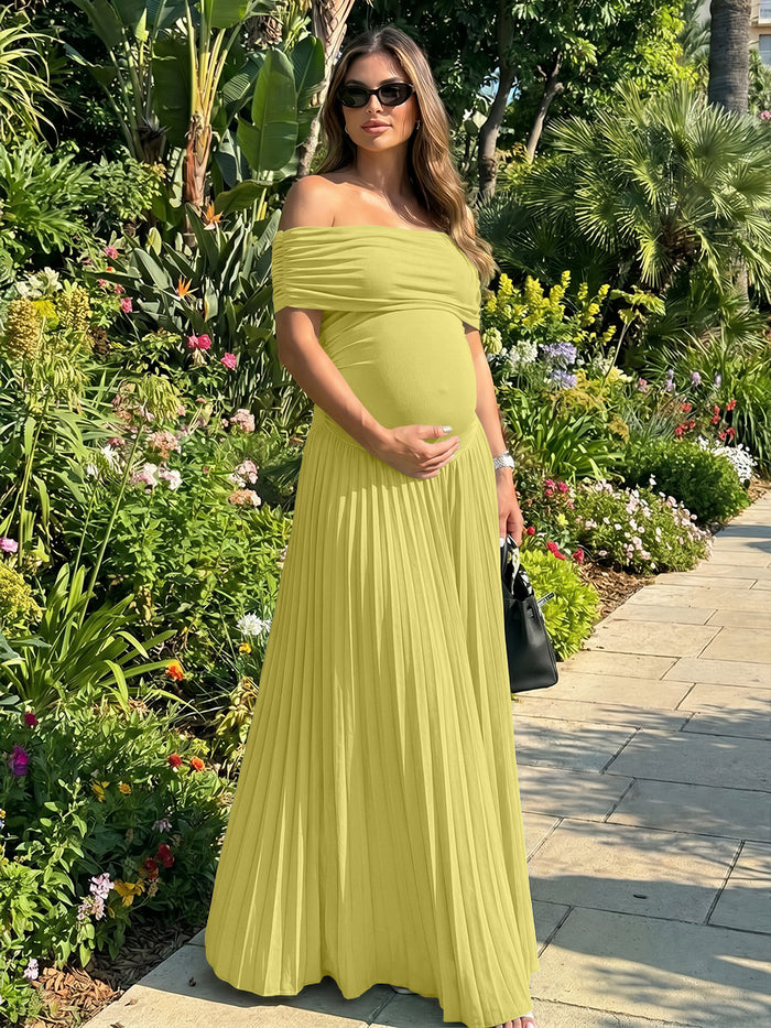 Jersey A-Line Off the Shoulder Pleated Formal Dresses