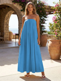 Jersey A-Line Strapless Pleated Formal Dresses