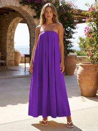 Jersey A-Line Strapless Pleated Formal Dresses