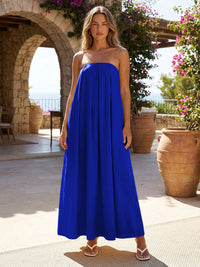 Jersey A-Line Strapless Pleated Formal Dresses