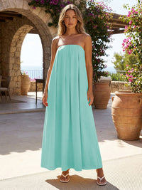 Jersey A-Line Strapless Pleated Formal Dresses