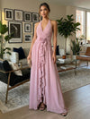 Chiffon A-Line Halter 3D Flowers Wedding Guest Dresses