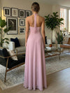 Chiffon A-Line Halter 3D Flowers Wedding Guest Dresses
