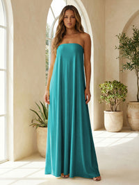 Chiffon Sheath Strapless Simple Formal Dresses