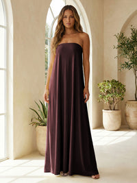 Chiffon Sheath Strapless Simple Formal Dresses