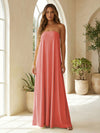 Chiffon Sheath Strapless Simple Formal Dresses