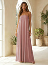 Chiffon Sheath Strapless Simple Formal Dresses