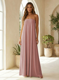 Chiffon Sheath Strapless Simple Formal Dresses
