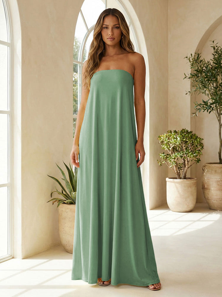 Chiffon Sheath Strapless Simple Formal Dresses