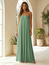 Chiffon Sheath Strapless Simple Formal Dresses