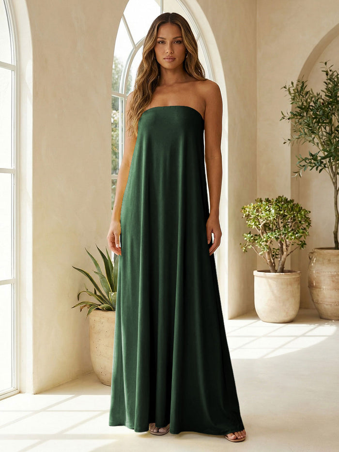 Chiffon Sheath Strapless Simple Formal Tent/ Trapeze /Tube Dresses