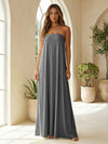 Chiffon Sheath Strapless Simple Formal Dresses