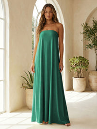 Chiffon Sheath Strapless Simple Formal Dresses