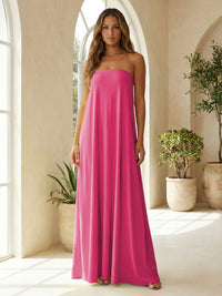 Chiffon Sheath Strapless Simple Formal Dresses