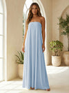 Chiffon Sheath Strapless Simple Formal Dresses