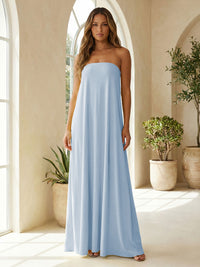 Chiffon Sheath Strapless Simple Formal Dresses