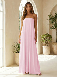 Chiffon Sheath Strapless Simple Formal Dresses