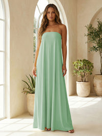 Chiffon Sheath Strapless Simple Formal Dresses