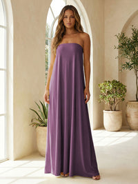 Chiffon Sheath Strapless Simple Formal Dresses