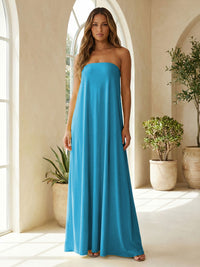 Chiffon Sheath Strapless Simple Formal Dresses