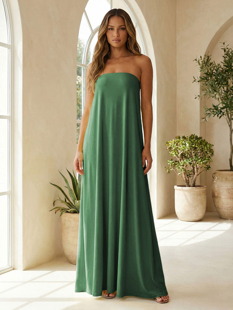Chiffon Sheath Strapless Simple Formal Dresses