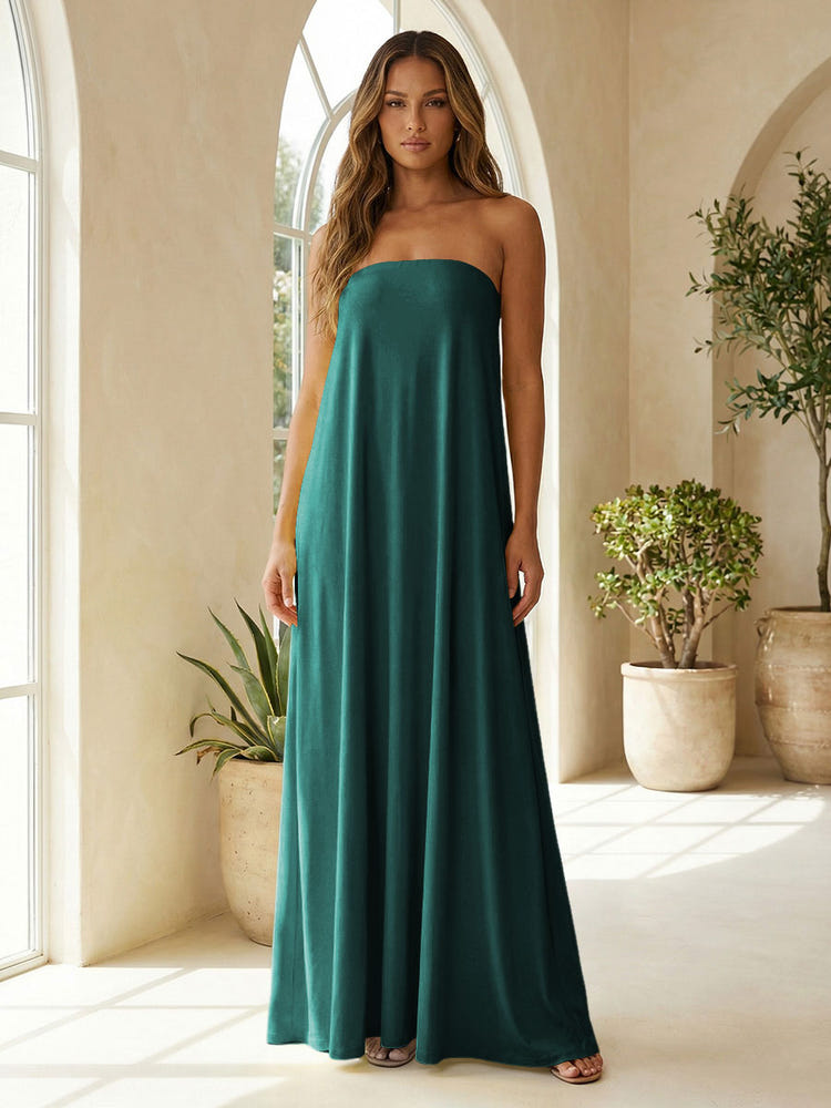 Chiffon Sheath Strapless Simple Formal Dresses