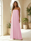 Chiffon Sheath Strapless Simple Formal Dresses