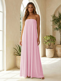 Chiffon Sheath Strapless Simple Formal Dresses