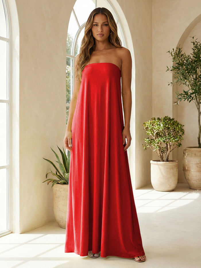 Chiffon Sheath Strapless Simple Formal Tent/ Trapeze /Tube Dresses